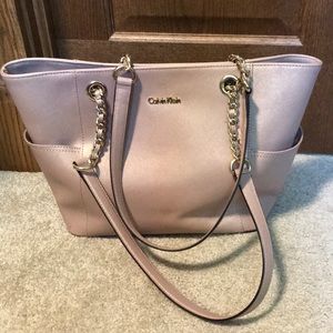 Calvin Klein saffiano leather chain link tote